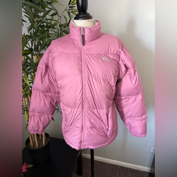The North face coat size xl girl pink puffer goose down 550 14/16 snow winter - Picture 1 of 6